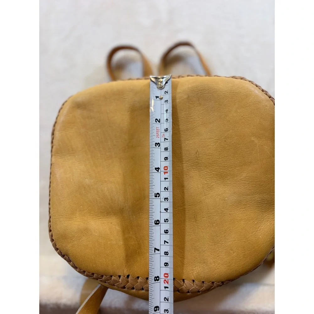 Vintage Multicolor Woven Wool Leather Trim Bohemian Rucksack